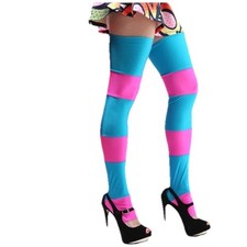 Striped Leg Warmers Pink Blue Cosplay Costume Knee Socks Leggings Thigh Highs