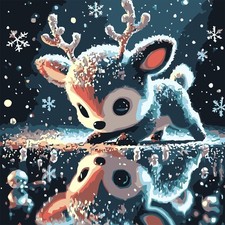 Winter Elk Paint by Numbers Kit for Adults Beginner,DIY Little Deer Painting by