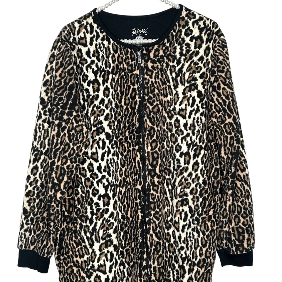 Nick & Nora Kitty Cat цельная пижама на ножках на молнии большой леопард уютный флис - Изображение 4 из 4