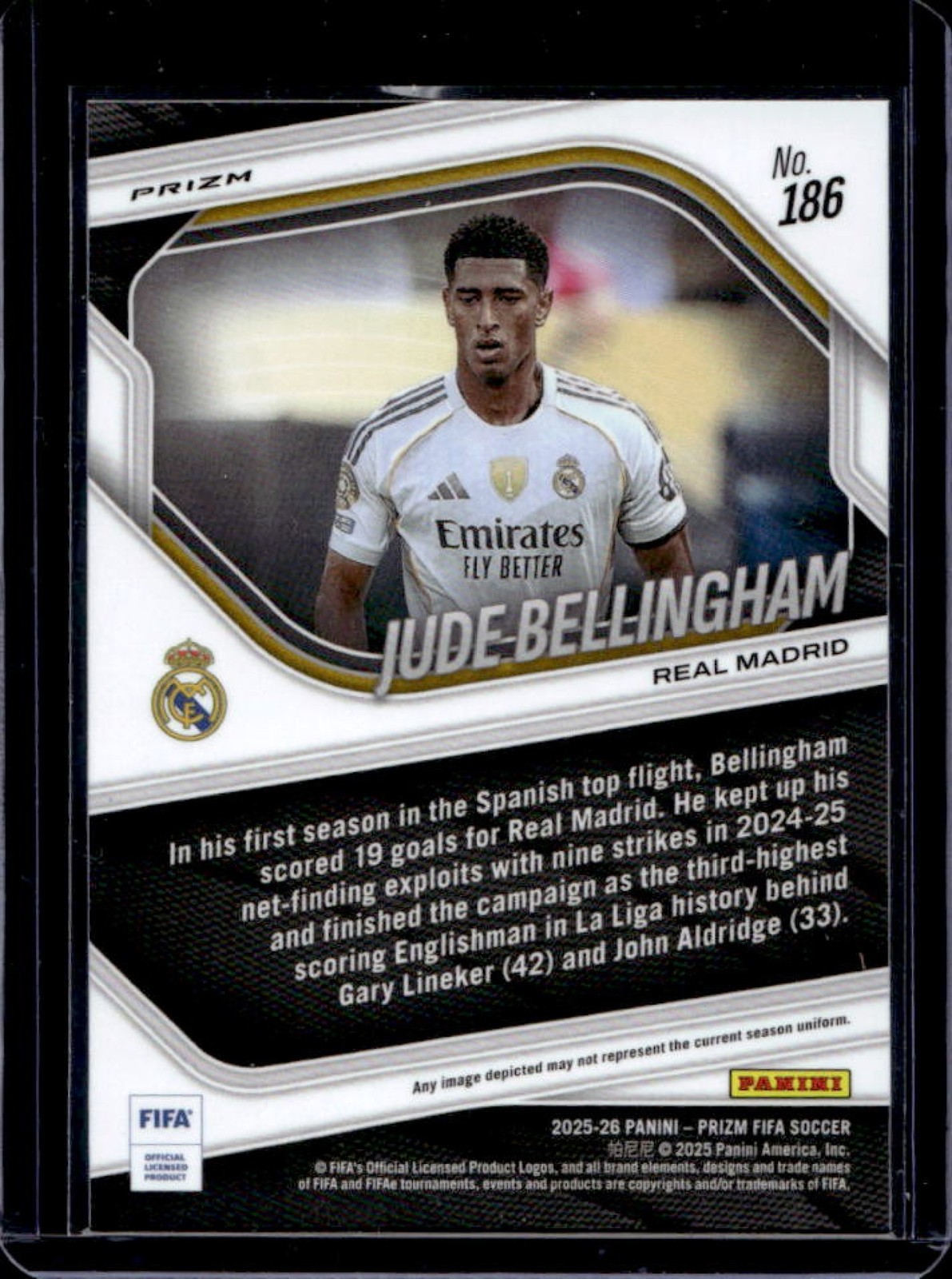 2025-26 Panini Prizm FIFA Jude Bellingham Silver Prizm #186 Real Madrid view 2