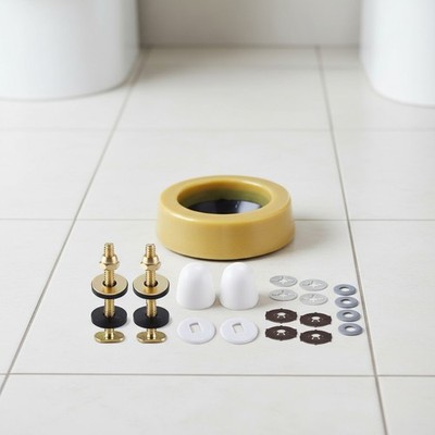 Extra Thick Toilet Wax Ring Seal Kit with Brass Bolts - Universal Fit 3'' & 4''