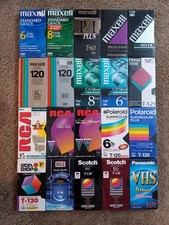 Lot of 20 Blank VHS Cassette Tapes, Maxell, RCA, Scotch, Polaroid Panasonic Etc.