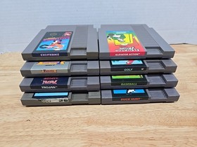 Lot Of 8 Nintendo NES 5 Screw Variants. Elevator Action Mach Rider Excitebike 