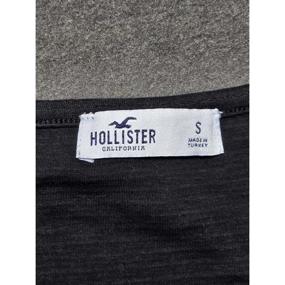 Top Hollister manga larga cuello en V tejido acanalado negro para mujer talla S Y2K Foto 2 de 4
