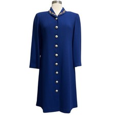 Liz Claiborne Dress 10 Modest Royal Blue Career Boxy Metal Embellished