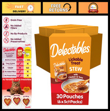 Lickable Cat Treats Stew Chicken Tuna - Grain-Free, Hydrating Food Topper, 30