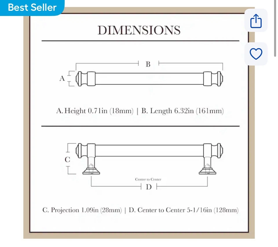 ¡NUEVO! Bryn 5-1/16” cajón/gabinete tirador champán bronce. Foto 2 de 4