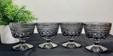 4 Vintage Indiana  Carnival Glass  Smoke Footed Sherbet Glasses