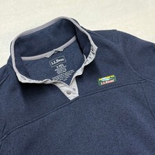 Womens L.L. Bean Navy Blue Fleece Quarter Snap Pullover Sweatshirt Small Pockets
