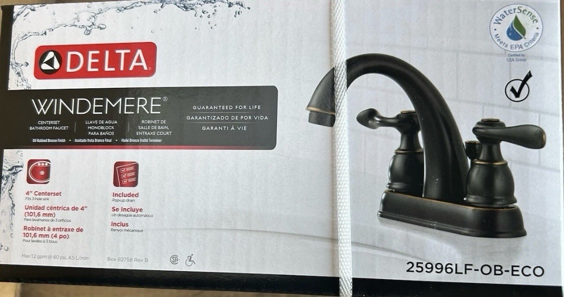 Delta Windemere 25996LF-OB-ECO, 4 in. Centerset Faucet, Oil Rubbed Bronze