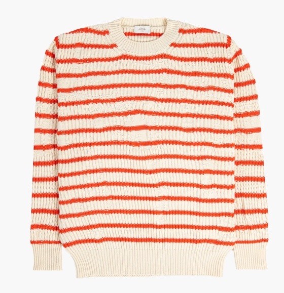 Altea Milano Inglese Riga Designer Knit Jumper Ivory & Red Quiet Luxury Winter
