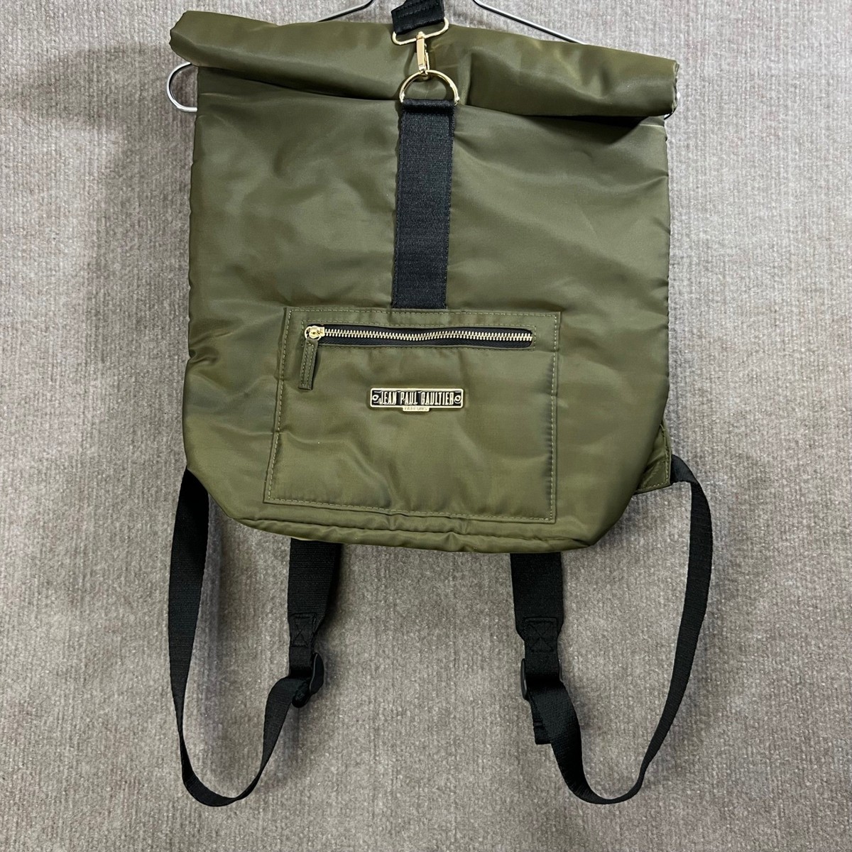 Jean Paul Gaultier Parfums Olive Green Roll Top Backpack Bag | eBay