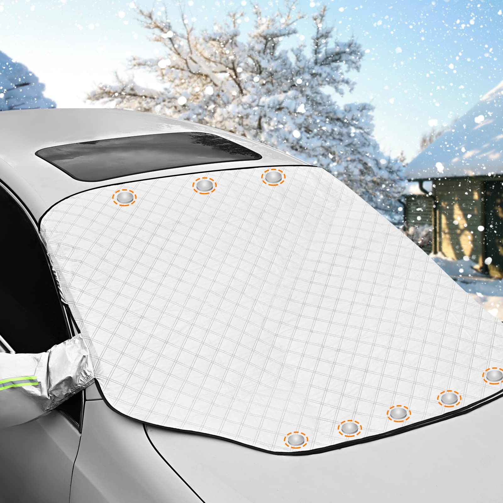 AQhui Car Windscreen Covers Frost for Winter, Magnetic Frost Protector Thicken,