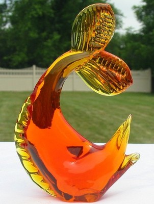 Murano Style Art Blown Glass 5.5'' MARLIN Sailfish Sword Fish Figurine Statue Vtg