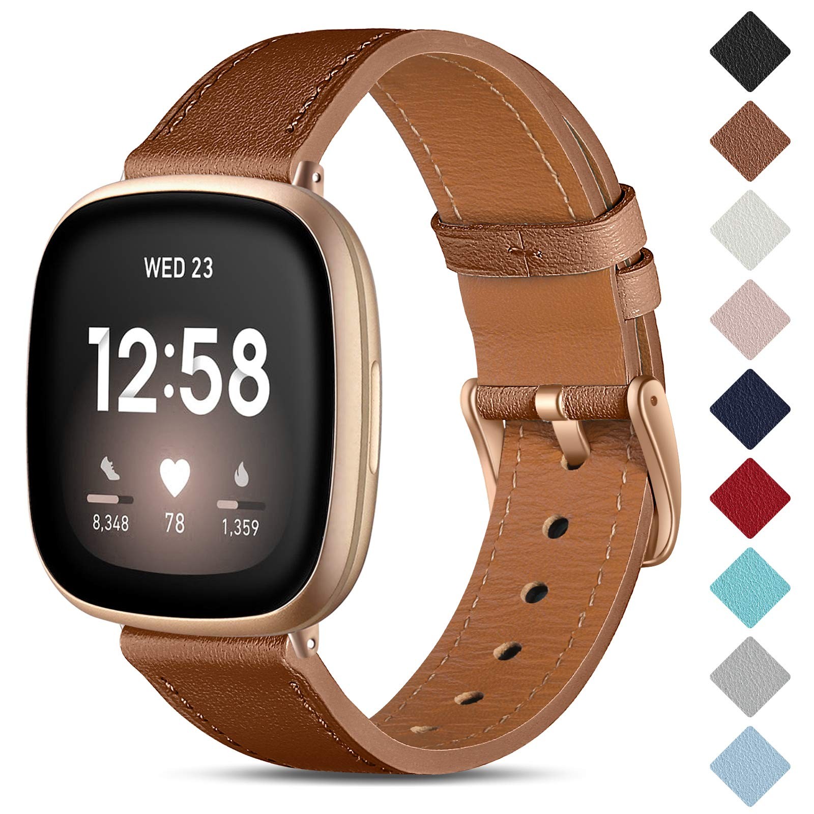 Bracelet en cuir Fitbit Versa 3 - Idéal pour le bureau et le quotidien