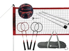 Competitor Volleyball & Badminton Combo Net Set with Steel Poles by MD Sports