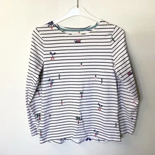 Joules Long Sleeve Harbour Print Top Striped Veggie and Snail Print - 8