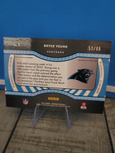 2023 Panini Obsidian Tunnel Vision Bryce Young #1 electric etch orange  /65 (RC) - Picture 2 of 2