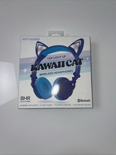 ART SOUND Kawaii Cat LED Bluetooth Wireless Wired Kids Headphones Blue