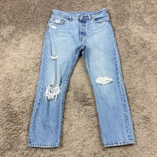 Levis 501 Jean Women 29 Cropped Original Button Fly Distressed 100 Cotton 29x26