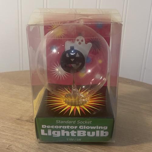 Vintage Aerolux Light Bulb Ghost Pumpkin Green & Orange Neon Glow