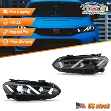 Pair LED Headlight Lamp Assembly For 2022-2026 Honda Civic SI Sport