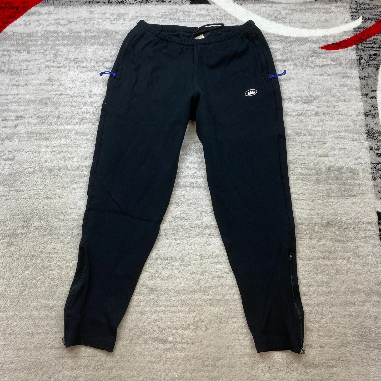 VTG REI Nylon Sweatpants Mens Medium Black Pants Tactical Jogger Mens 34x30 90s