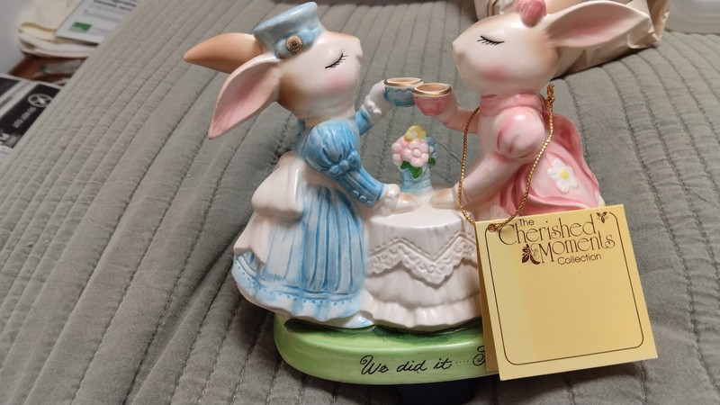Vintage 1984 Avon Cherished Moments Figurine "We Did It... Together" Bunnies 
