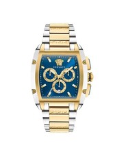 Image of Versace Dominus Chronograph Quartz Blue Dial Two-Tone Men's Watch VE6H00723 NEW