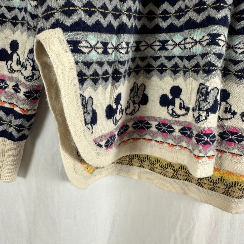 Disney Mickey & Minnie Mouse Fair Isle Suéter Gap Niños XXL 14-16 Crema y Azul Marino C Foto 4 de 4