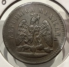 1890 Mo Un Centavo Mexico 1 Centavo Copper 1C Coin - AU/BU Uncirculated (F553)
