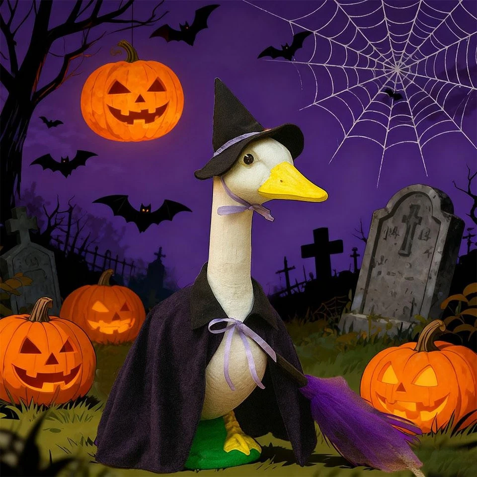 Porche Ganso Navidad Púrpura Terciopelo Capa Bruja Escoba A1Y6 E6M4 Z6R6 I4W5 P Z3P5 Foto 3 de 4