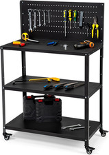 50.4 X 33.4 Inch Workbench,Heavy Duty 200LBS Steel Work Bench with Pegboard and