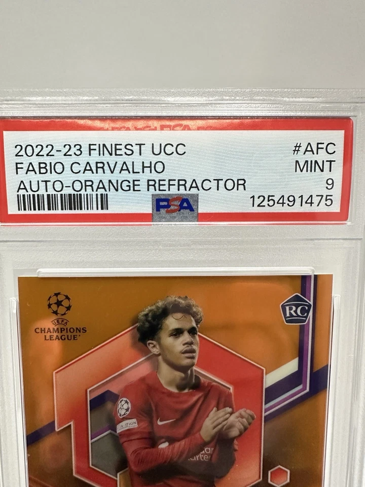 2022-23 Topps Finest UEFA Fabio Carvalho Rookie Auto Orange 18/25 PSA 9 - image 2 of 4
