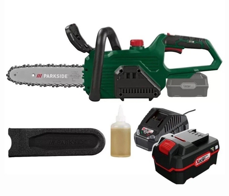Parkside 20V Cordless Chainsaw - With 4Ah Battery & Charger