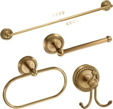 4 Pcs Antique Brass Gold Bathroom Accessories Set Wall-Mounted Towel Rack