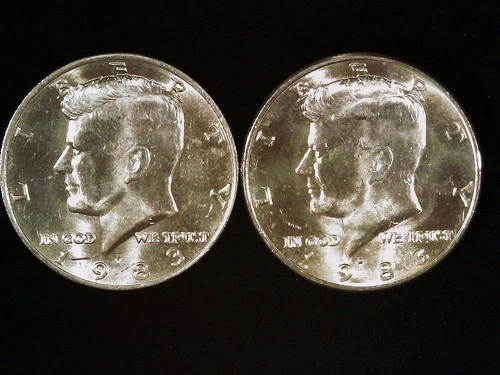 1983-P and D Kennedy Half Dollars (2 coins) AU++. Free Shipping!
