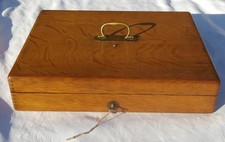 Ancien Coffret Ecrin Bois  pour Argenterie Ménagère 37 pièces