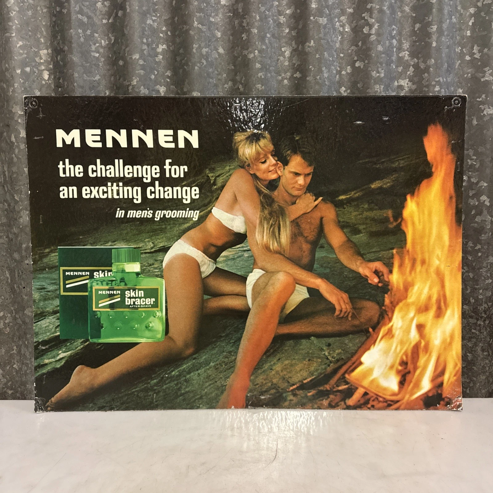 MENNEN SIGN Cardboard Mennen After shave Shop Display Advertising Vintage - Picture 1 of 14