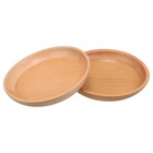 2pcs Wooden Salad Plates: Wooden Fruit Bowl - Round Wood Serving Platter -