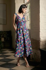 Seasalt Women's Regular Sky Beyond Sleeveless V-Neck Dress Crayon Floral Maritim
