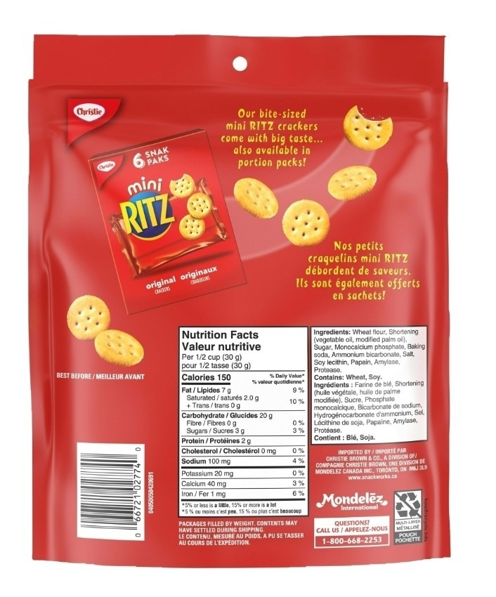6 Bags Of Christie Mini Ritz Crackers 200 g / 7.05 oz each | eBay