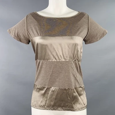 Max Mara Taille S Haut Décontracté À Manches Courtes En Mélange De Coton Marron - Photo 1/4