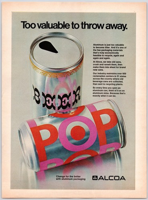 #ad #ad Alcoa Aluminum Recycling Beer Pop Cans Environmental Art Vintage Print Ad 70s $12.75