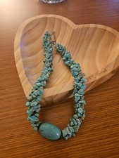real turquoise beaded necklace with large stone-Offers welcomed-free shipping