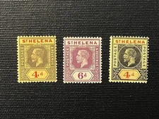 British St Helena 1912-13 Group #71-73 Mint H 3F343