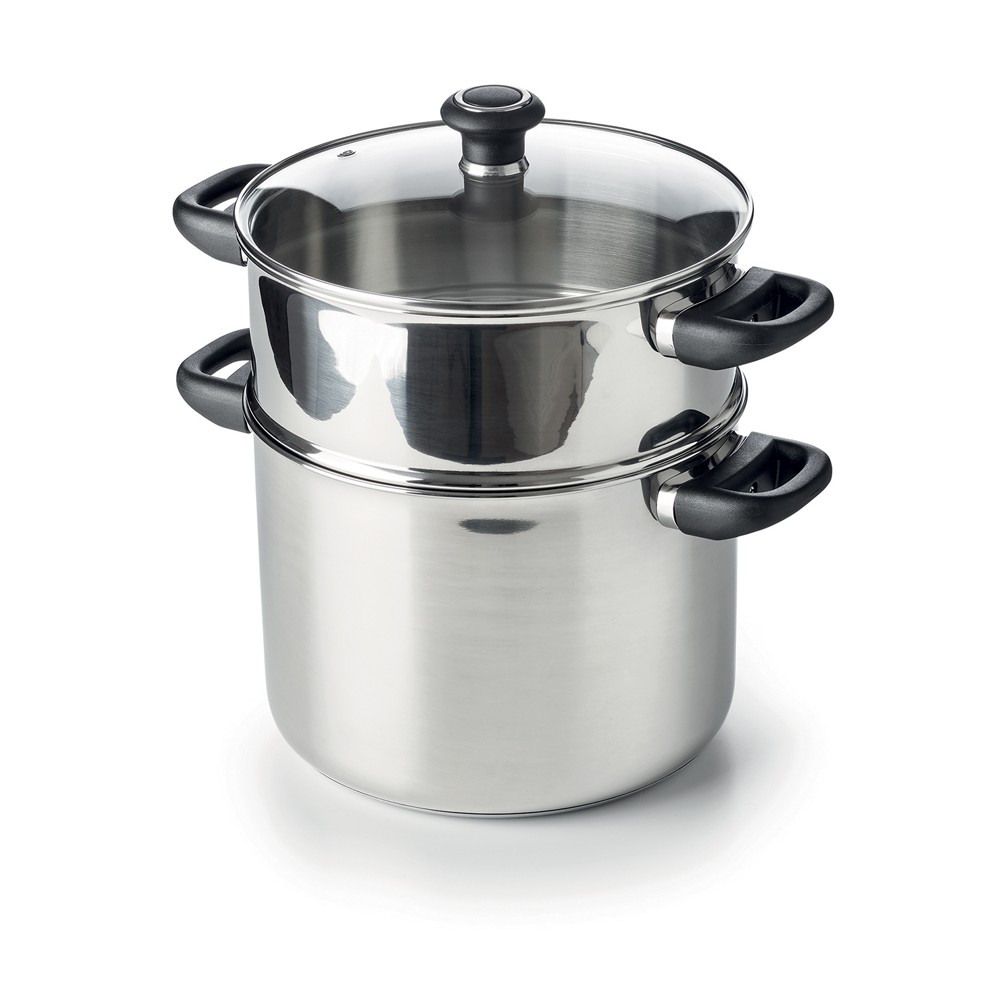 Couscoussier BEKA Polo en inox 8,5L haute performance avec couvercle en verre 24cm