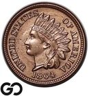 1864 Indian Head Cent Penny, Red Brown Civil War Date Bronze, Choice Gem BU++ RB