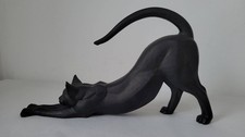 Border Fine Arts Cubist Stetching Cat Black Large Figurine Sculpture 
