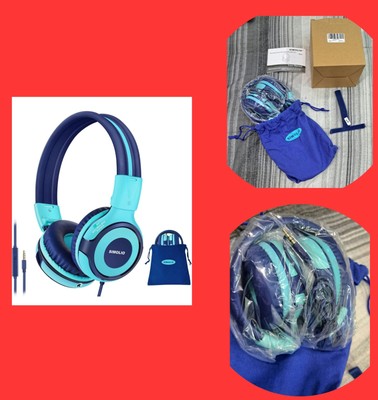 SIMOLIO Kids Headphones for School Travel Bright Mint BRAND NEW SMOKE FREE HOME 